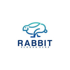 Rabbit logo line vector illustration design premium. Colorful design