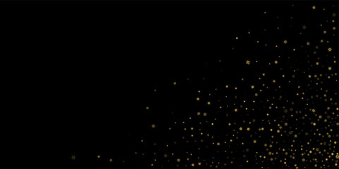 Falling Snow flakes golden pattern Holiday Vector
