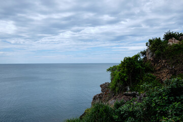 Natural landscape at sunrise time ,Beautiful sky at sunset. Water surface with big waves. Background of the sea
