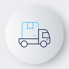Line Delivery cargo truck vehicle icon isolated on white background. Colorful outline concept. Vector