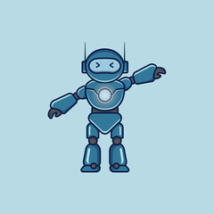 cute and fuuny android robot cartoon vector illustration