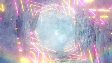 3D illustration Background for advertising and wallpaper in sci fi and retro scene. 3D rendering in decorative concept.