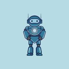 cute and fuuny android robot cartoon vector illustration