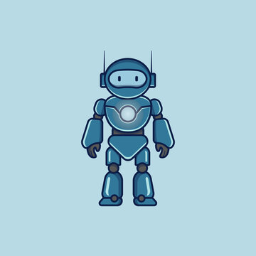 cute and fuuny android robot cartoon vector illustration