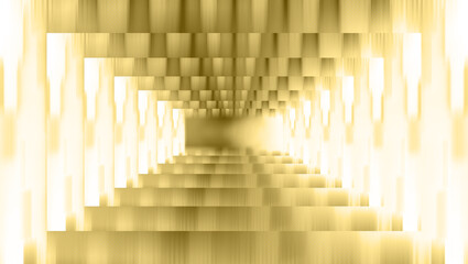 Abstract concentric golden block shape background image.