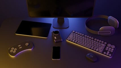 Black tech devices on the table