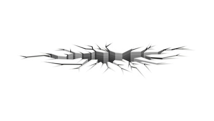 Black fractures on land surface. Faults on ground, disaster crevices, earth or ice break vector illustration