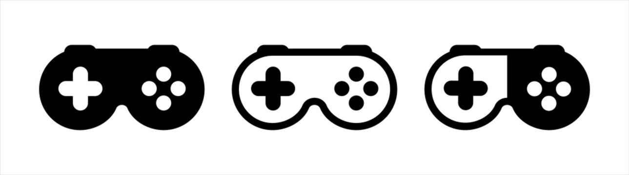 Videogame Icons Set. Video Game Controller Or Gamepad Flat Icon For Apps And Websites Vector Illustration.