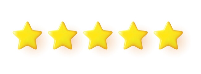 3D Rating stars icon for review product.