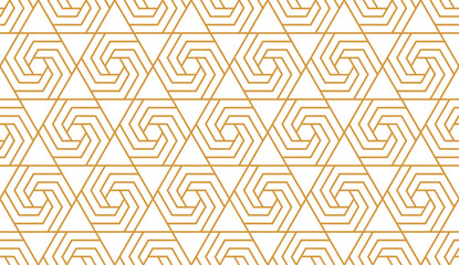 Abstract geometric pattern. A seamless vector background. White and gold ornament. Graphic modern pattern. Simple lattice graphic design