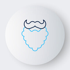 Line Mustache and beard icon isolated on white background. Barbershop symbol. Facial hair style. Colorful outline concept. Vector