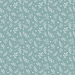 Christmas wallpaper with branches of mistletoes. Xmas seamless pattern. Vector