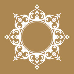 Decorative frame Elegant vector element for design in Eastern style, place for text. Floral beige and white border. Lace illustration for invitations and greeting cards