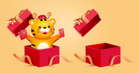 Fototapeta premium 3d pop out surprise gift box