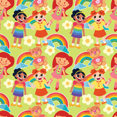 Children's day and cute seamless vector