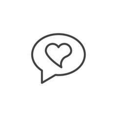 Speech bubble with heart line icon