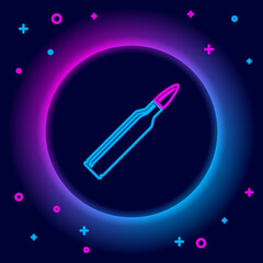 Fototapeta na wymiar Glowing neon line Bullet icon isolated on black background. Colorful outline concept. Vector