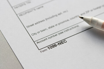 Closeup of Form 1099-NEC, Nonemployee Compensation. The IRS has reintroduced Form 1099-NEC as the...