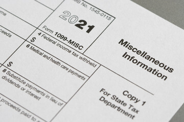 Closeup of Form 1099-MISC, Miscellaneous Income.