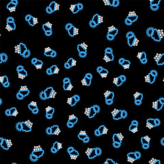 Line Cloud with snow, rain and sun icon isolated seamless pattern on black background. Weather icon. Vector