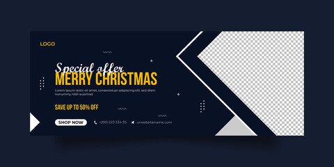 Merry Christmas sale offer and Facebook cover page template
