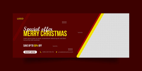Merry Christmas sale offer and Facebook cover page template

