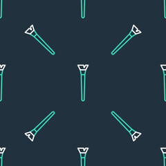 Line Makeup brush icon isolated seamless pattern on black background. Vector