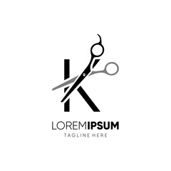 Letter K Initial Scissor Logo Design Icon Graphic Emblem Illustration 