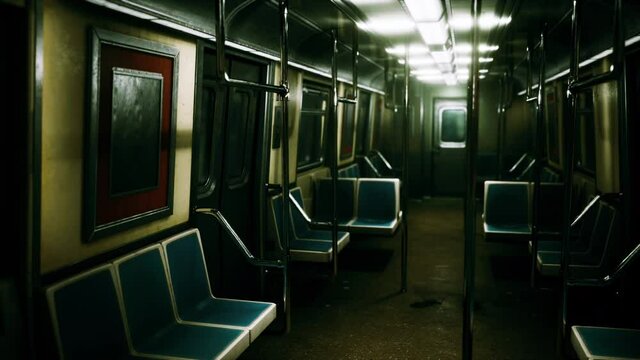 Subway wagon is empty because of the coronavirus outbreak in the city
