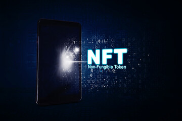 Mobile phone showing non fungible token text