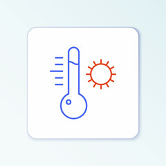 Line Meteorology thermometer measuring icon isolated on white background. Thermometer equipment showing hot or cold weather. Colorful outline concept. Vector