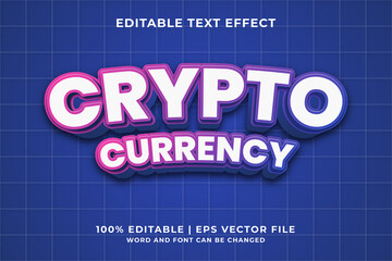 Editable text effect - Crypto Currency 3d template style premium vector