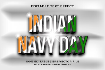 Editable text effect - Indian Navy Day 3d template style premium vector