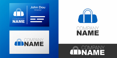 Logotype Sport bag icon isolated on white background. Logo design template element. Vector