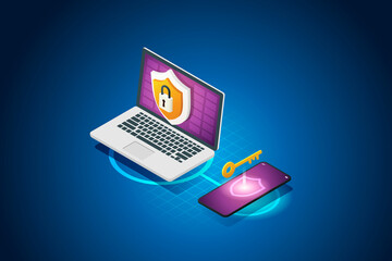 Two layers of data protection on laptops through the unlock via mobile phone.