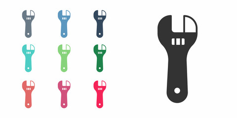 Black Adjustable wrench icon isolated on white background. Set icons colorful. Vector