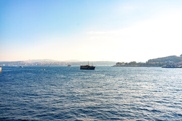 Istanbul city panorama, view from Bosphorus channel