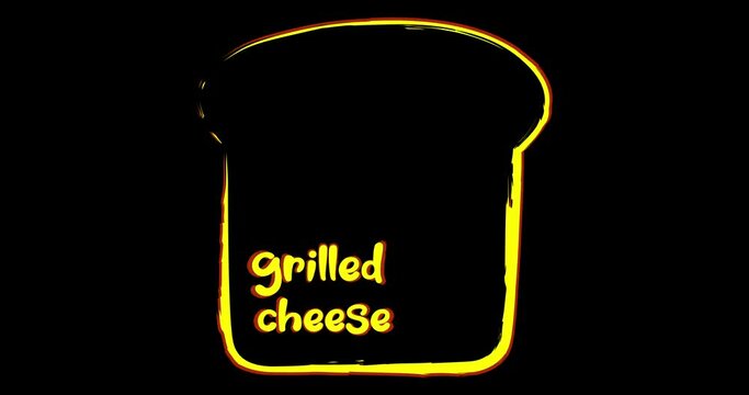minimal lettering animated grill cheese logo with bread slice silhouette