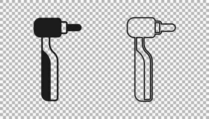 Black Tooth drill icon isolated on transparent background. Dental handpiece for drilling and grinding tools. Vector