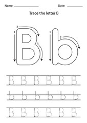Learning English alphabet for kids. How to write letter B.