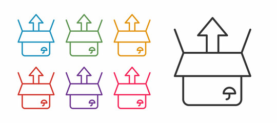 Set line Unboxing icon isolated on white background. Set icons colorful. Vector