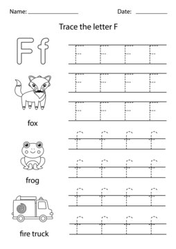 Learning English alphabet for kids. Letter F.