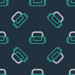 Line Sport bag icon isolated seamless pattern on black background. Vector