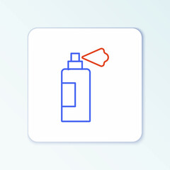 Obraz premium Line Pet shampoo icon isolated on white background. Pets care sign. Dog cleaning symbol. Colorful outline concept. Vector