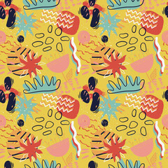 Modern jungle seamless vector pattern for girls, boys