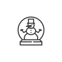 Snow globe with snowman line icon