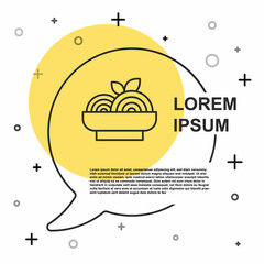 Black line Pasta spaghetti icon isolated on white background. Italian restaurant. Random dynamic shapes. Vector