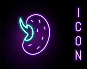 Glowing neon line Seeds of a specific plant icon isolated on black background. Colorful outline concept. Vector