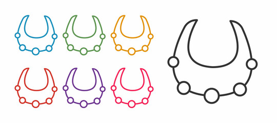 Set line Necklace icon isolated on white background. Set icons colorful. Vector
