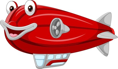 Cartoon smiling red zeppelin mascot © tigatelu